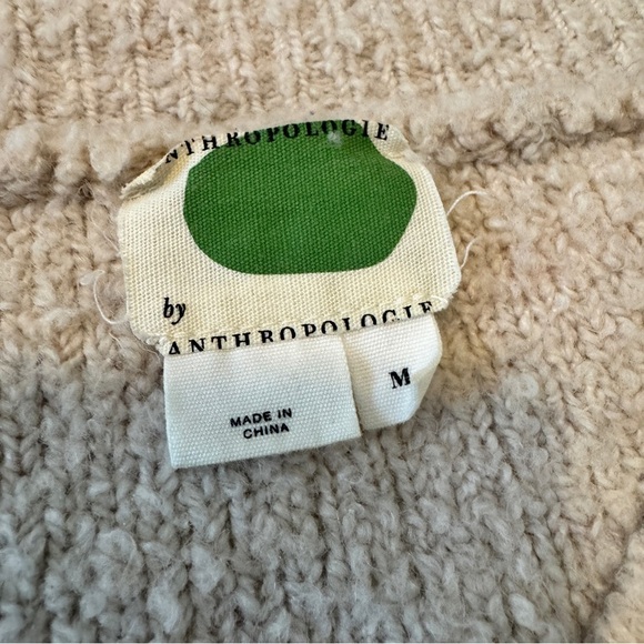 Anthropologie Medium Clayton Sweater ~ Beige Fuzzy V-Neck Wool Alpaca - Picture 7 of 8